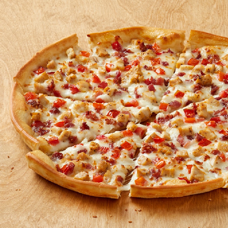 Order Bacon Chicken Ranch (220-420 Cal./slice) food online from Pizza Inn Buffet store, Big Spring on bringmethat.com